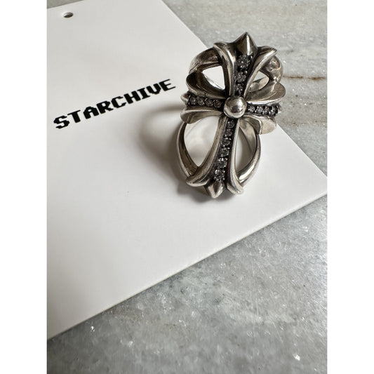 CHROME HEARTS SILVER PAVE DIAMOND INFINITY RING SIZE 7