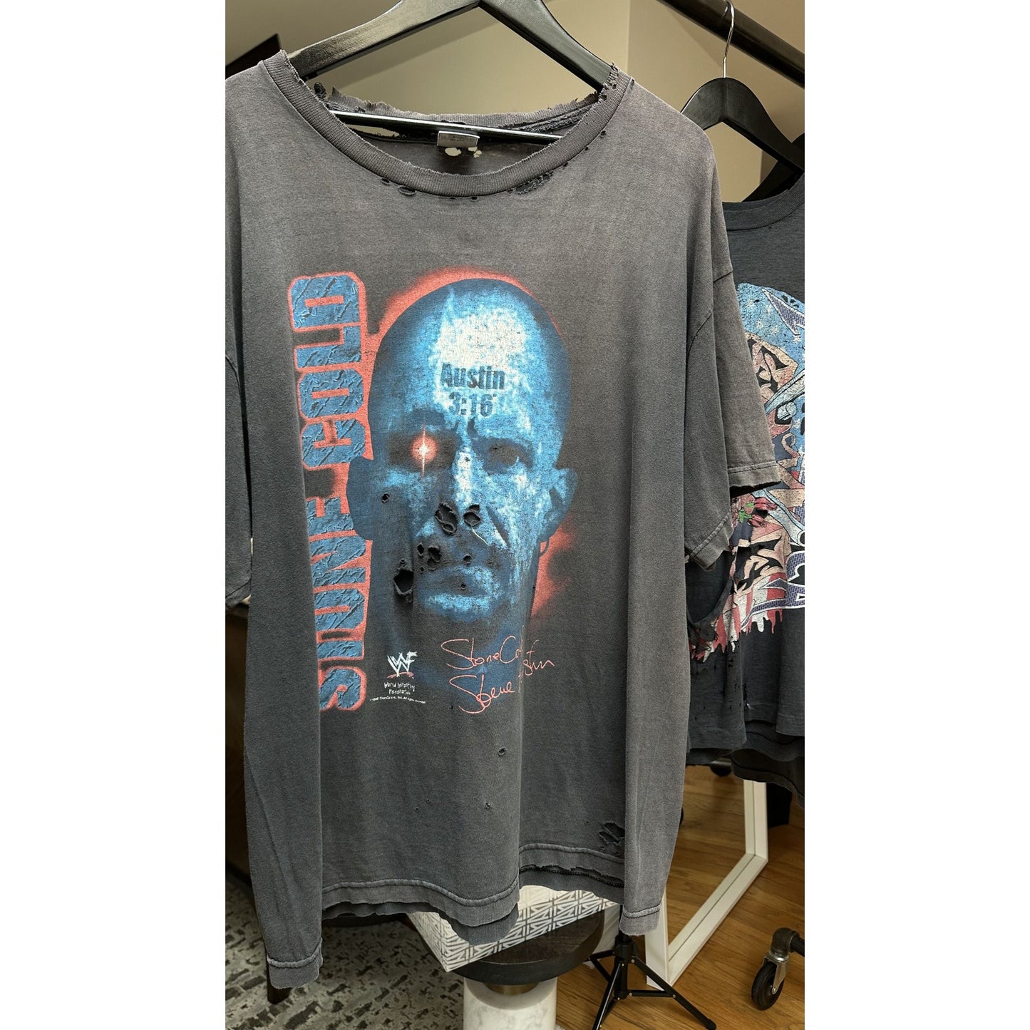 THRASHED FADED STONE COLD STEVE AUSTIN XXL VINTAGE TEE