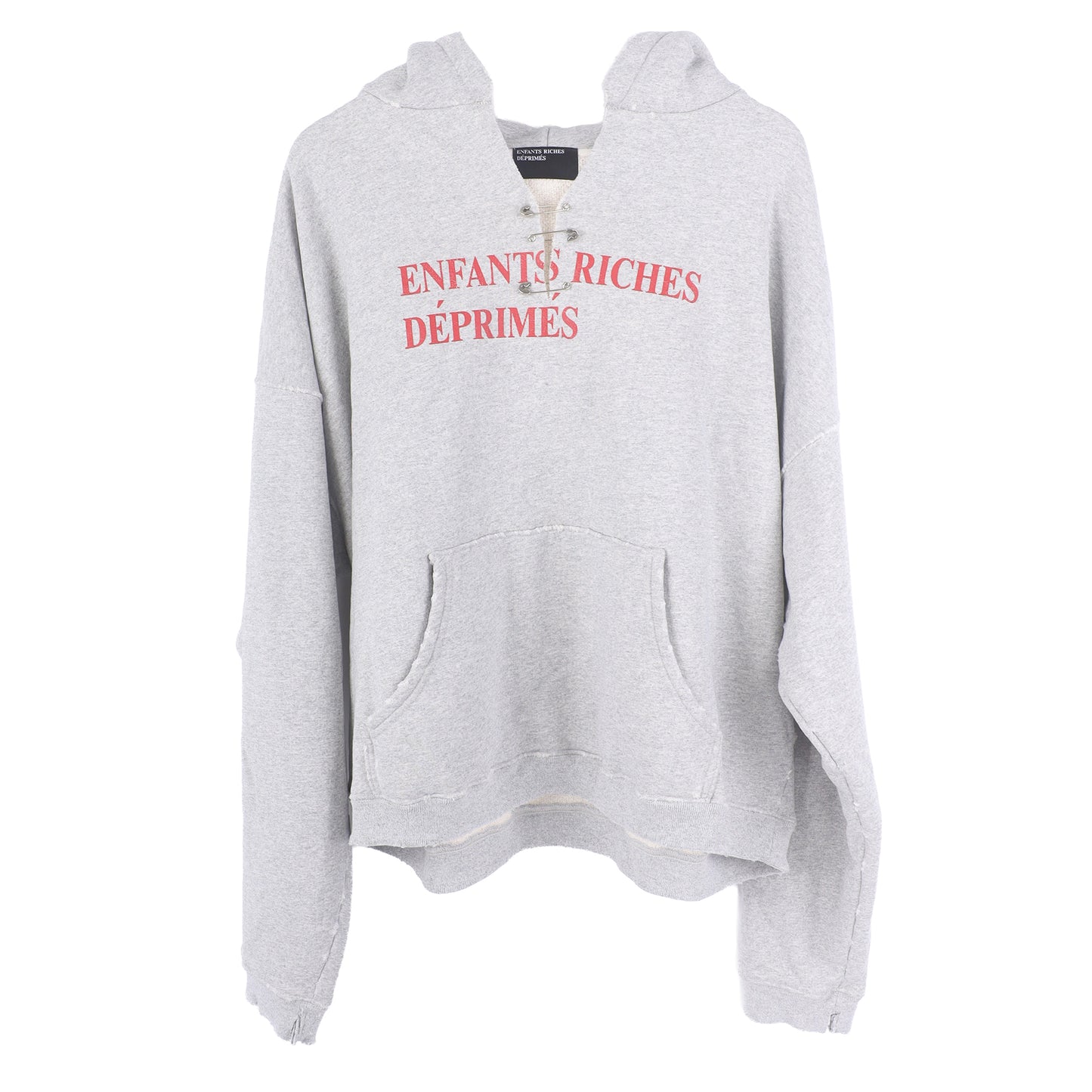 ERD SAFETY PIN CUT OUT HOODIE HEATHER GREY