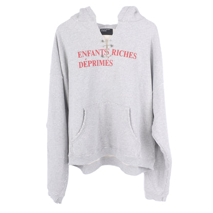 ERD SAFETY PIN CUT OUT HOODIE HEATHER GREY