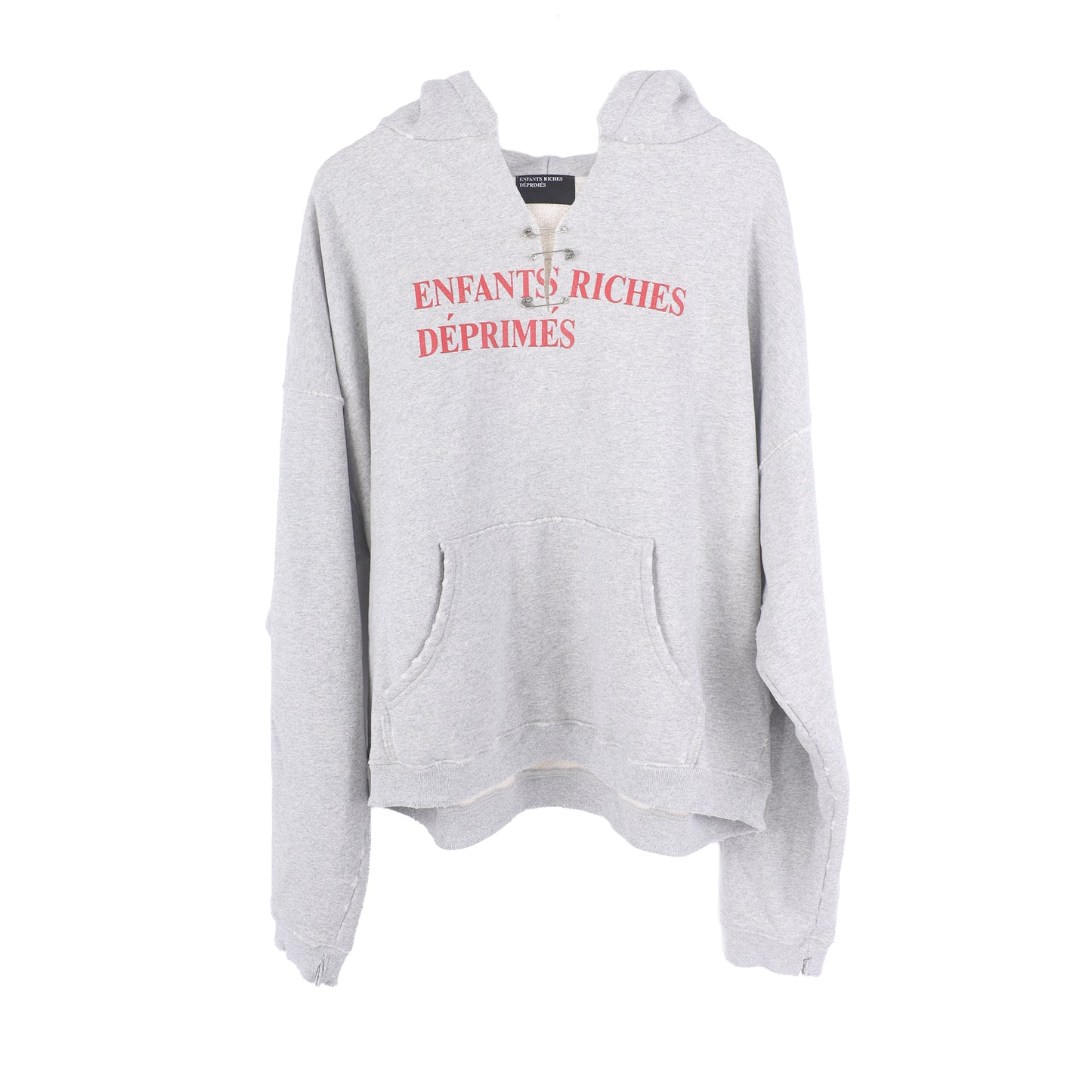 ERD SAFETY PIN CUT OUT HOODIE HEATHER GREY