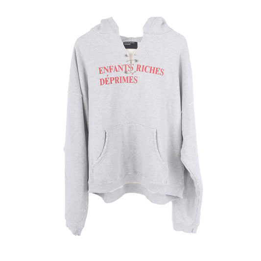 ERD SAFETY PIN CUT OUT HOODIE HEATHER GREY