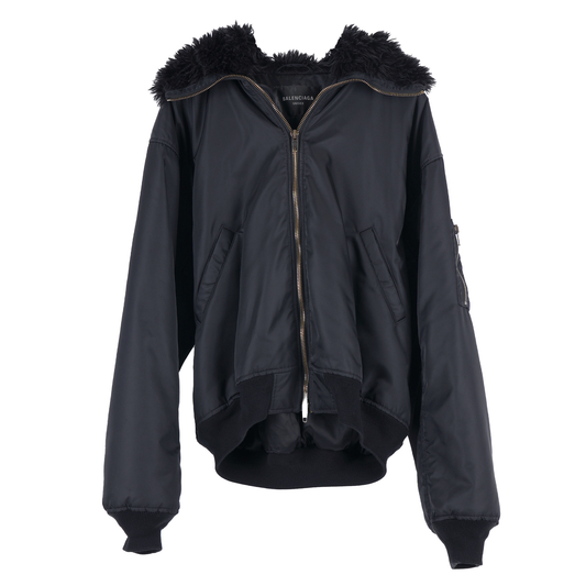 BALENCIAGA HOODED FUR BOMBER
