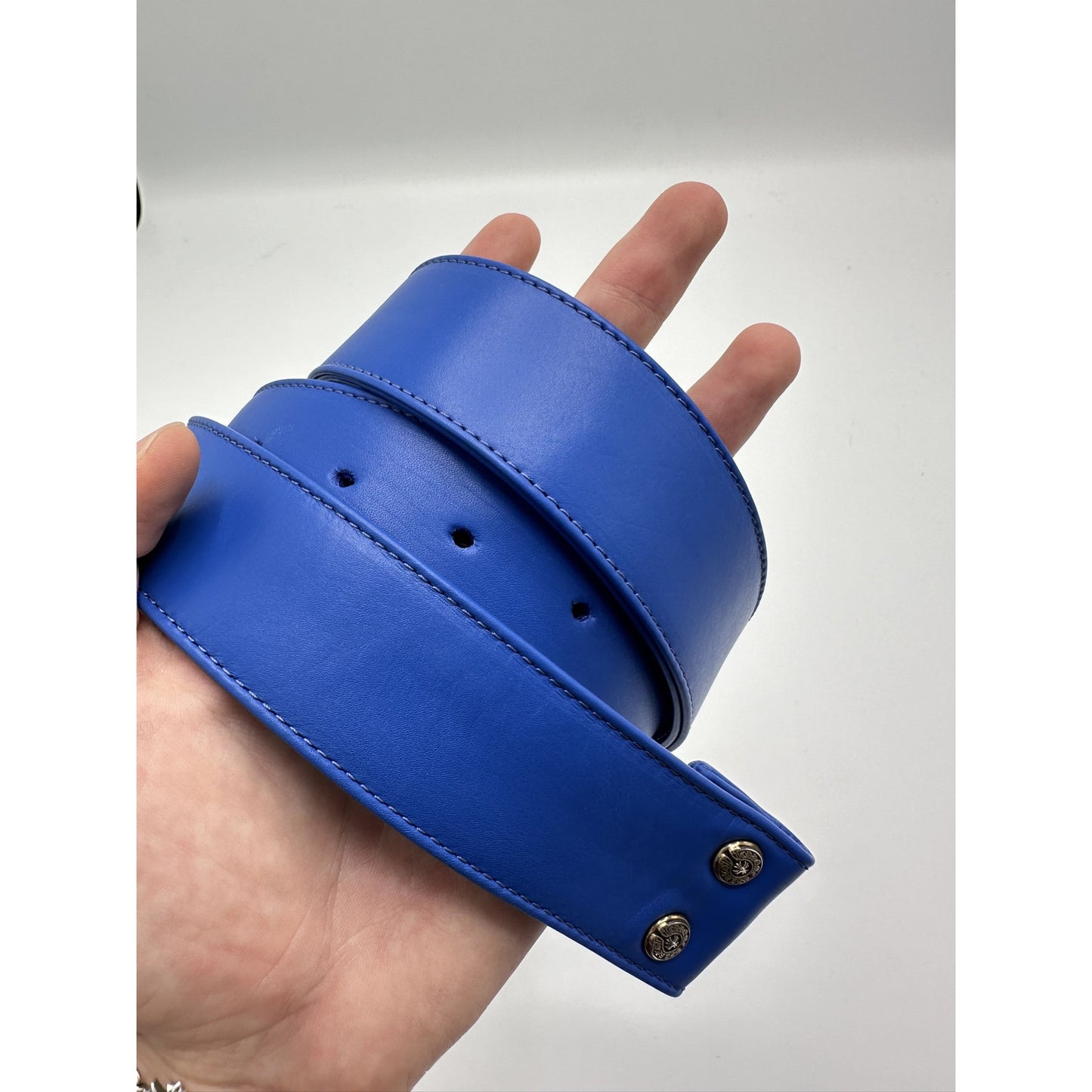 Chrome Hearts Blue Leather Belt Strap 36