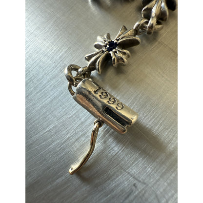 Chrome Hearts Tiny E Pave Blue Sapphire Bracelet 12 link