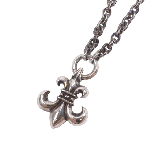 Chrome Hearts Flur De Lis Pendant & Paper Chain 20 Inch