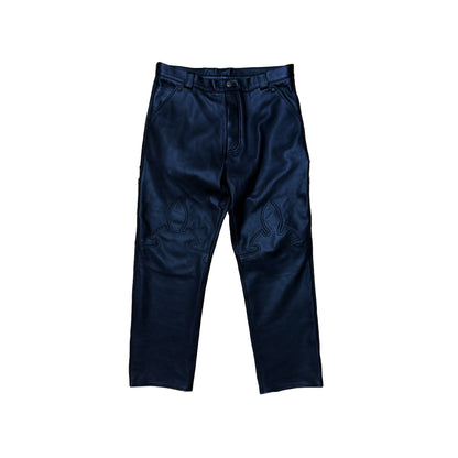 Chrome Hearts Leather Fleur Knee Pants