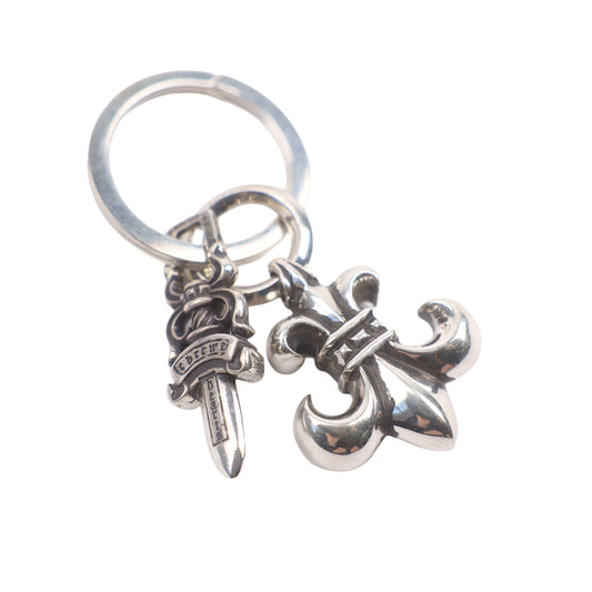 Fleur De Lis and Dagger Keychain Keyring