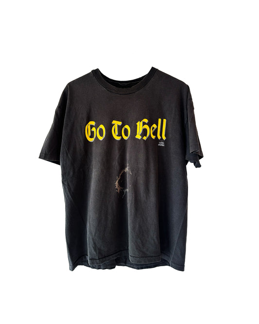 Vintage 'Go to Hell' Yellow/Black Faded T Shirt