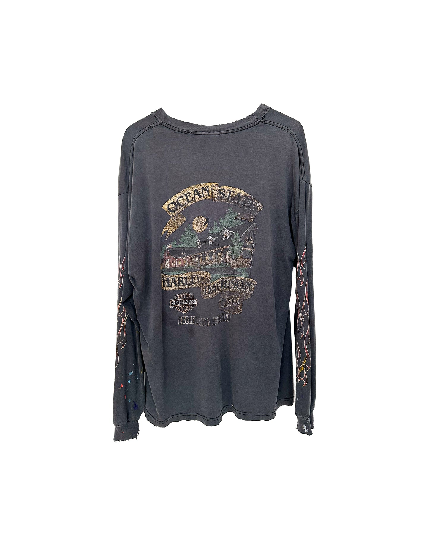 HARLEY DAVIDSON PAINTED THRASHED FADED FLAME LONG SLEEVE