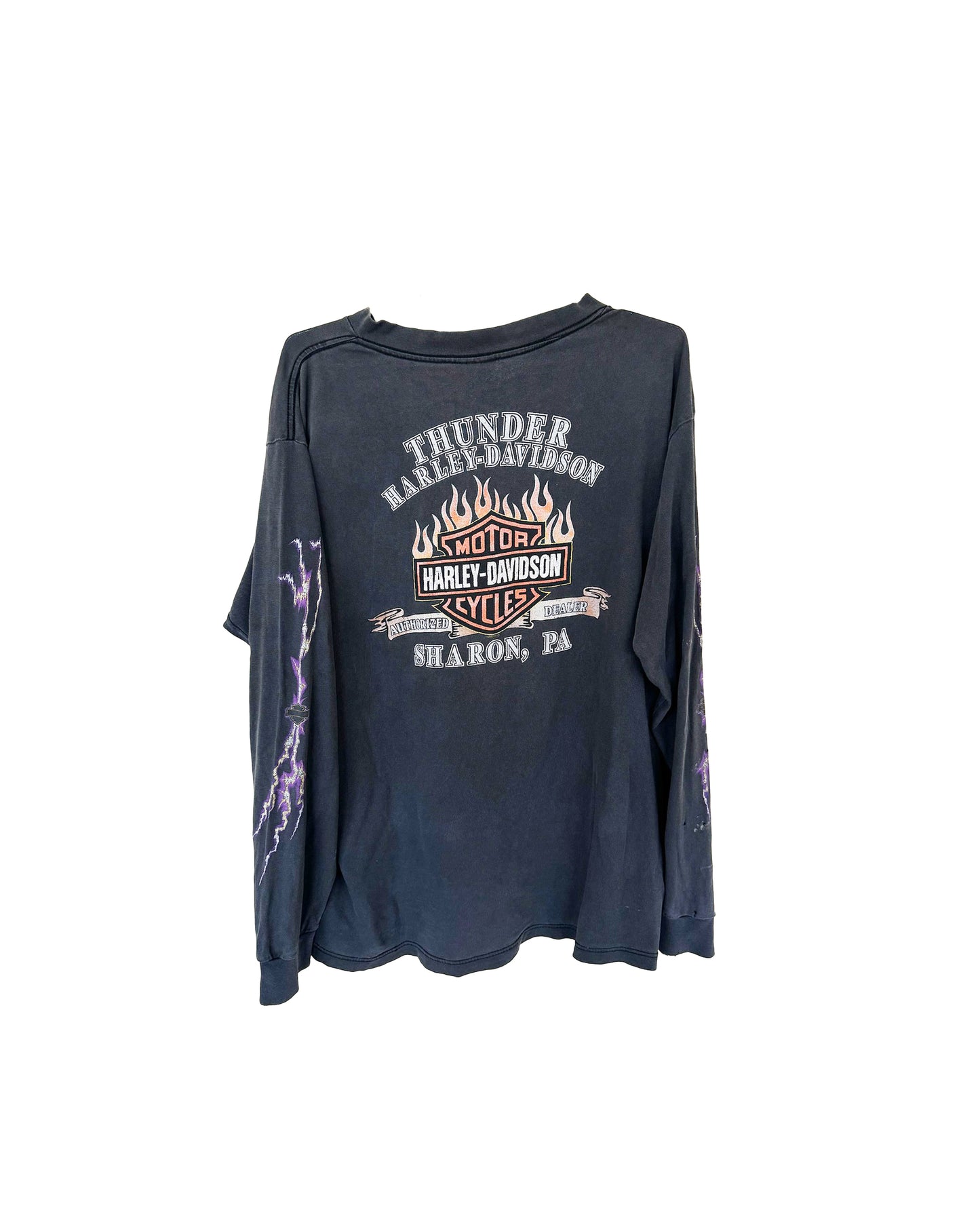 HARLEY DAVIDSON VINTAGE FADED PURPLE EAGLE LIGHTNING EMBLEM TEE