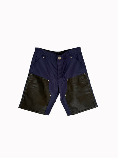 Chrome hearts Leather double knee shorts sz 34 yellow patch