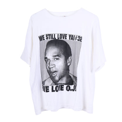 WE STILL LOVE YA #32 O.J. SIMPSON VINTAGE WHITE T-SHIRT