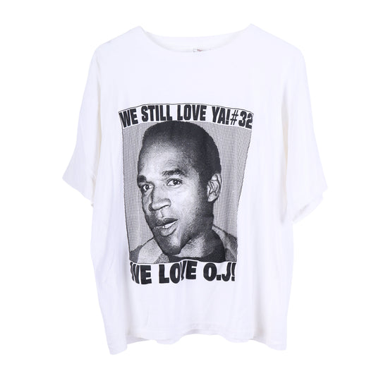 WE STILL LOVE YA #32 O.J. SIMPSON VINTAGE WHITE T-SHIRT