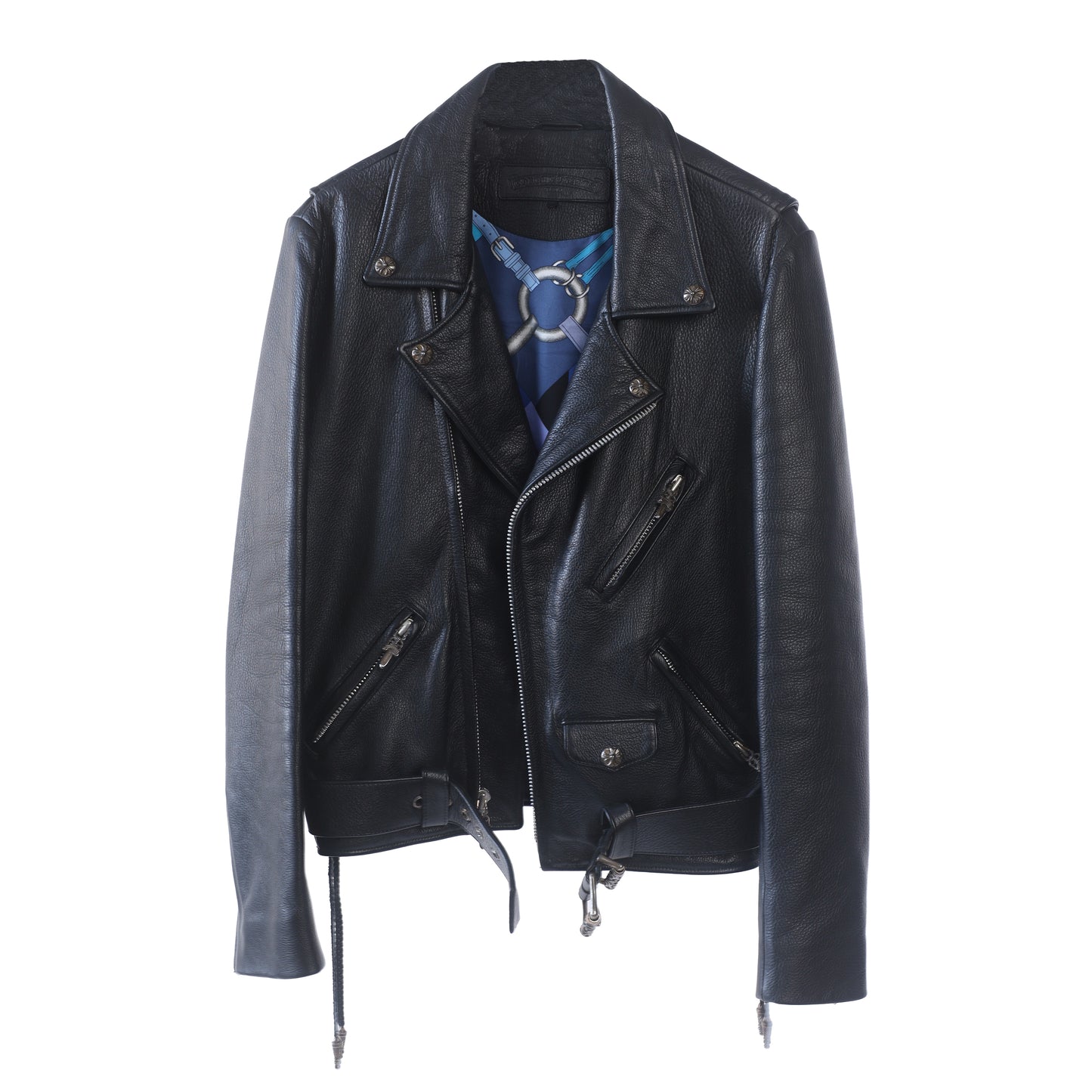 Chrome Hearts JJ Dean Hermes Scarf Lined Leather Jacket
