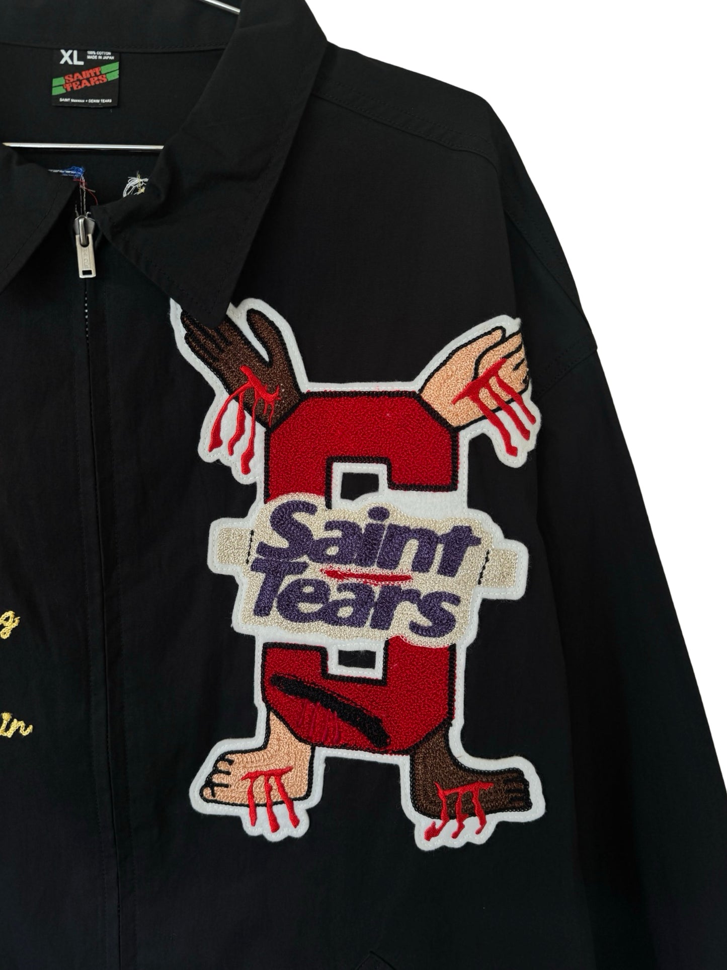 SAINT TEARS 'CHOSE YOUR SAVIOR' CHAIN-STITCHED COACH JACKET