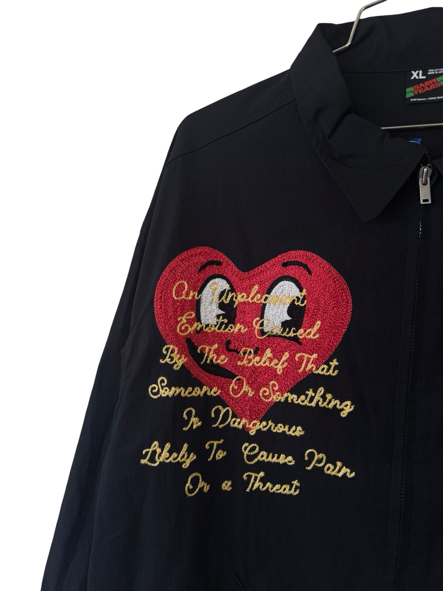 SAINT TEARS 'CHOSE YOUR SAVIOR' CHAIN-STITCHED COACH JACKET