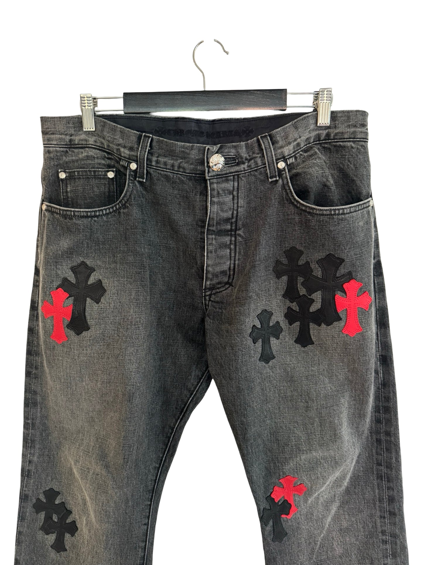 Chrome Hearts Red and Black Patch Pants