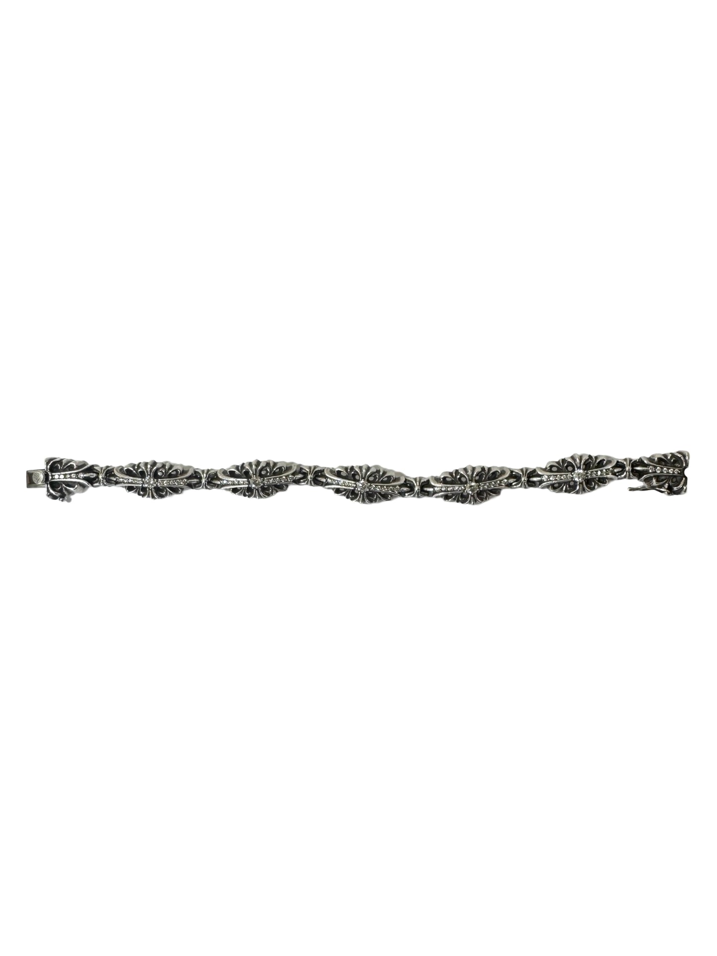 Chrome Hearts Diamond Flare Floral Cross Link Bracelet