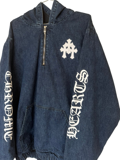 Chrome Hearts Blue & White Cross Patch Denim Anorak