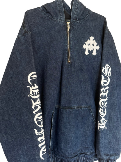 Chrome Hearts Blue & White Cross Patch Denim Anorak