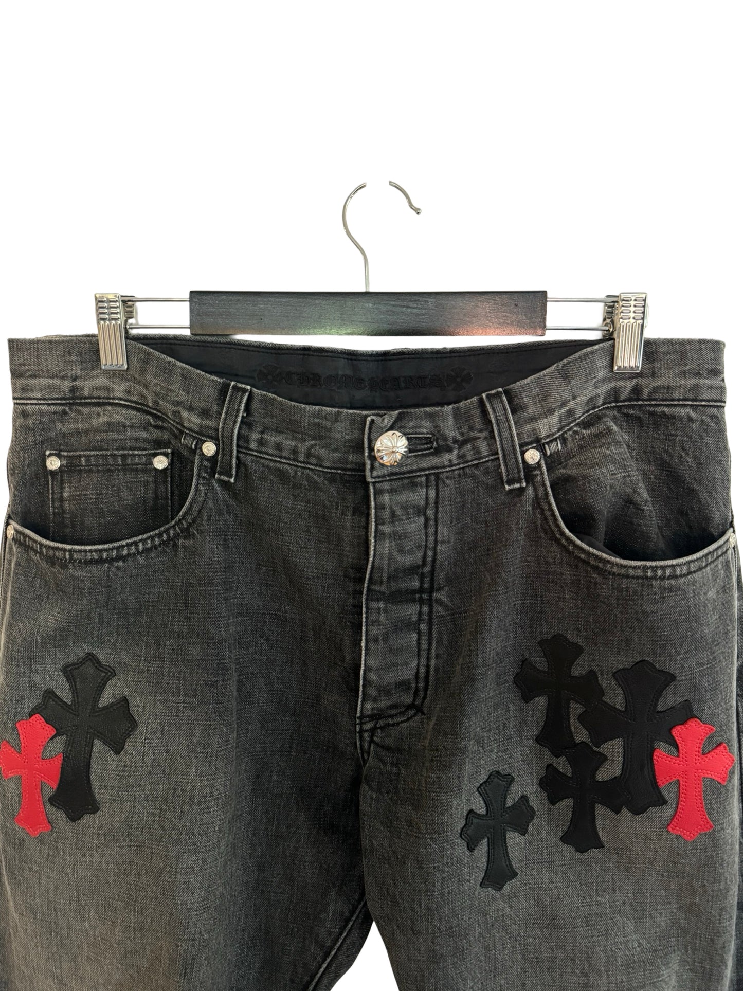 Chrome Hearts Red and Black Patch Pants