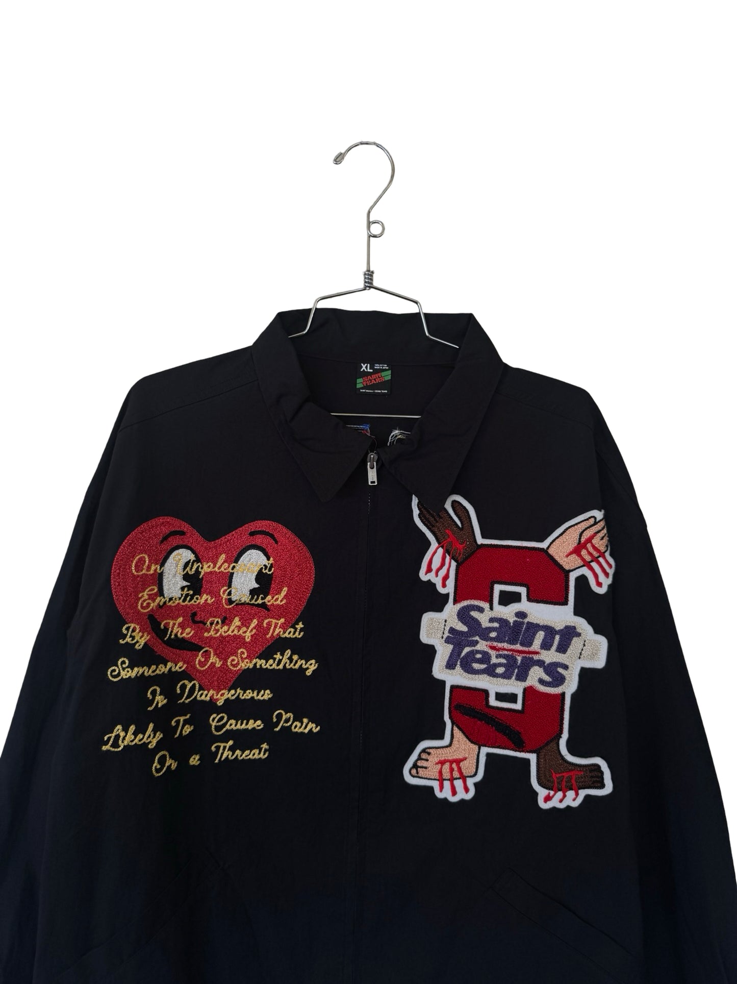 SAINT TEARS 'CHOSE YOUR SAVIOR' CHAIN-STITCHED COACH JACKET