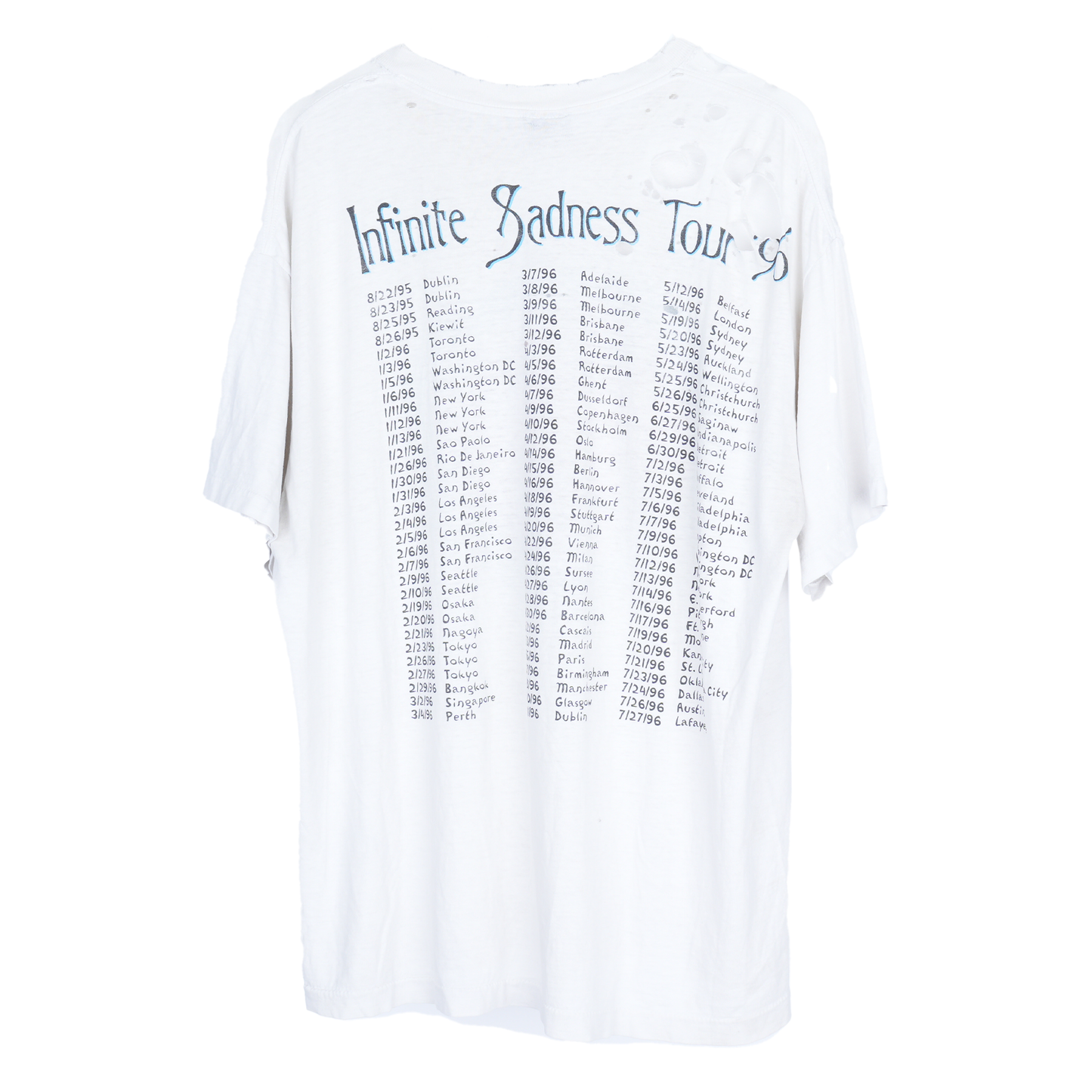 VINTAGE THRASHED SMASHING PUMPKINS INFINITE SADNESS TOUR T-SHIRT