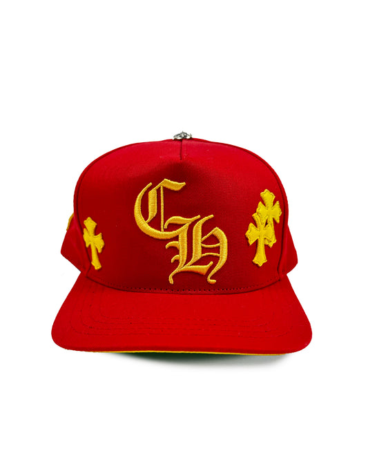 Chrome Hearts Cross Patch Hat Red/Yellow CH Snapback