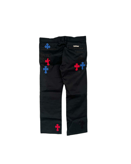 Chrome Hearts Black Patch Chino Pants Red/Blue Patches