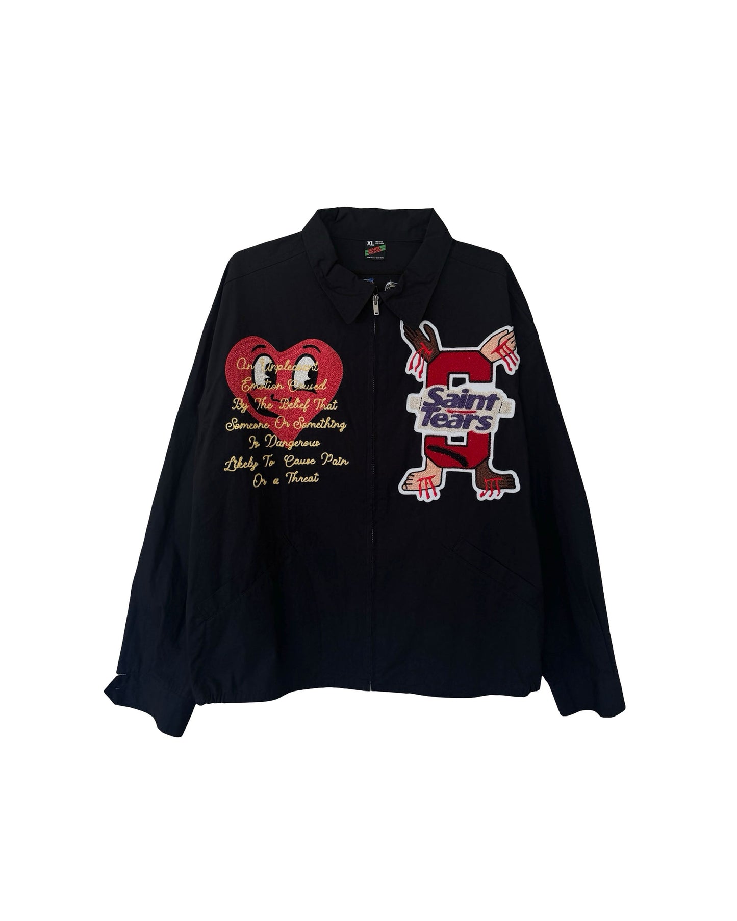 SAINT TEARS 'CHOSE YOUR SAVIOR' CHAIN-STITCHED COACH JACKET