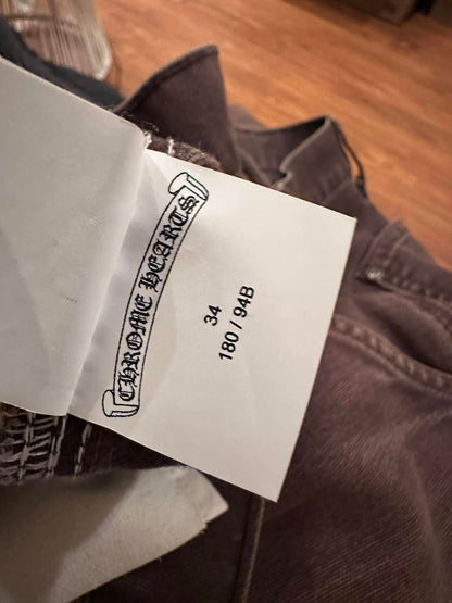 CHROME HEARTS SEX RECORDS BROWN DOUBLE KNEE PANTS SIZE 34