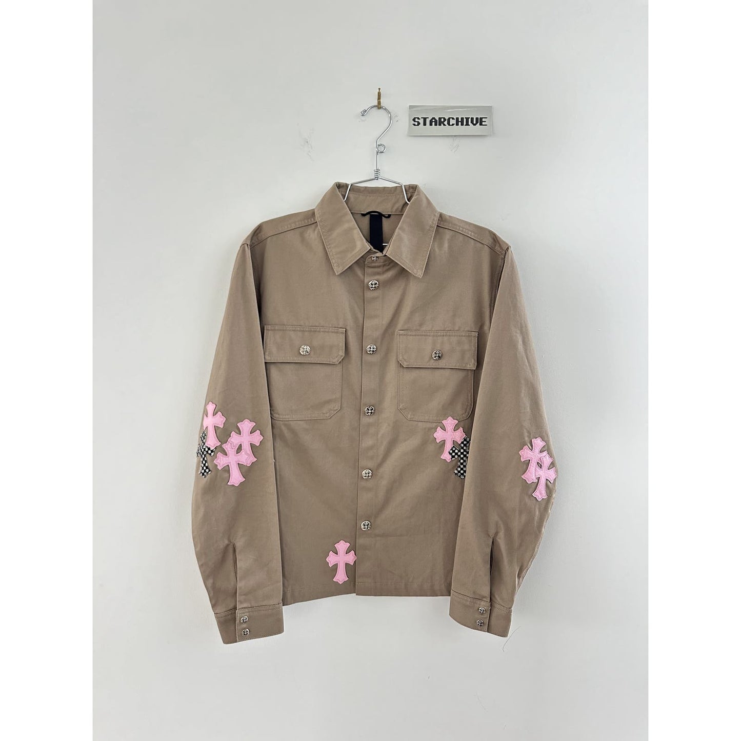 Chrome Hearts Tan/Pink Cross Patch Workdog Jacket