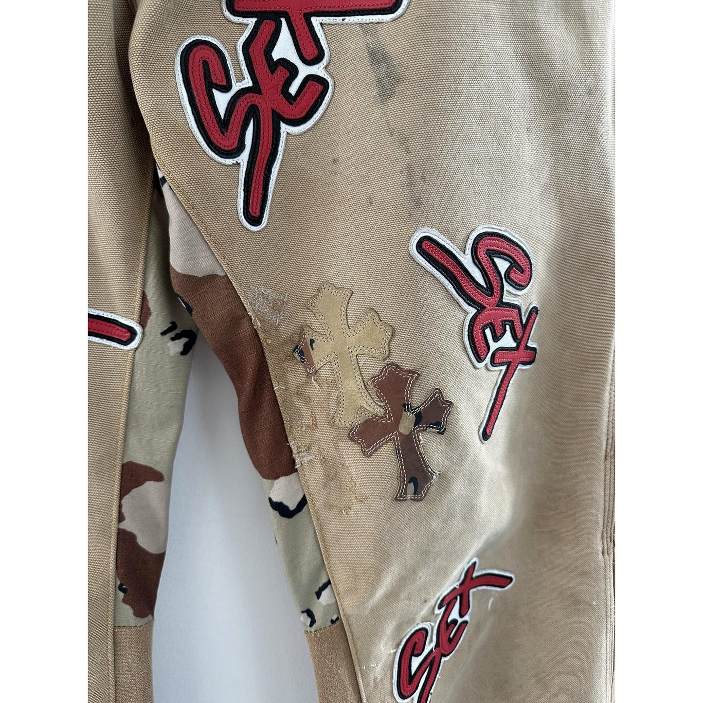 CHROME HEARTS x GALLERY DEPT CAMO PATCH SEX RECORDS PANTS