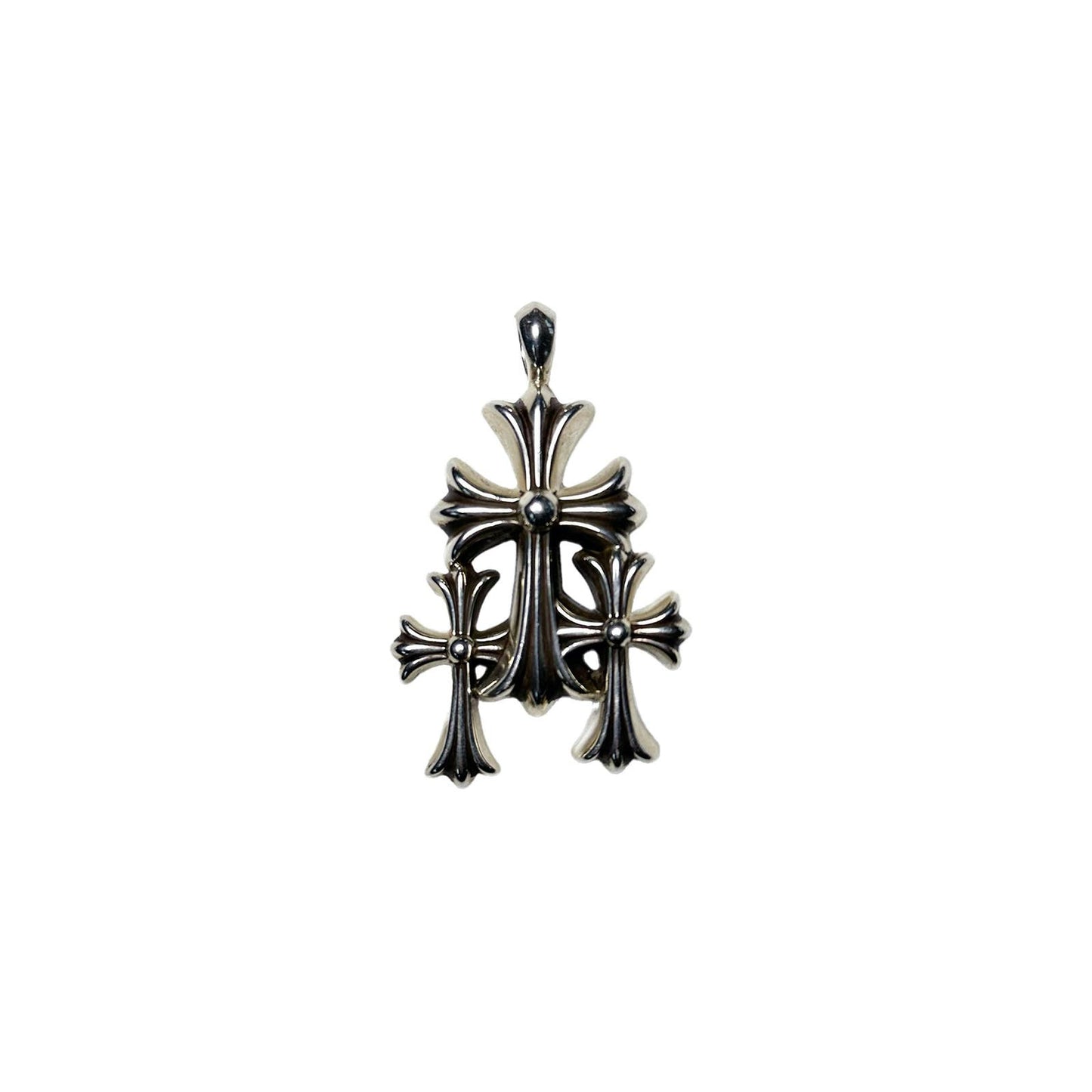 Chrome Hearts Triple Cross Pendant Sterling Silver New