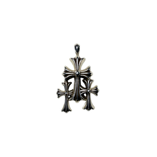 Chrome Hearts Triple Cross Pendant Sterling Silver New