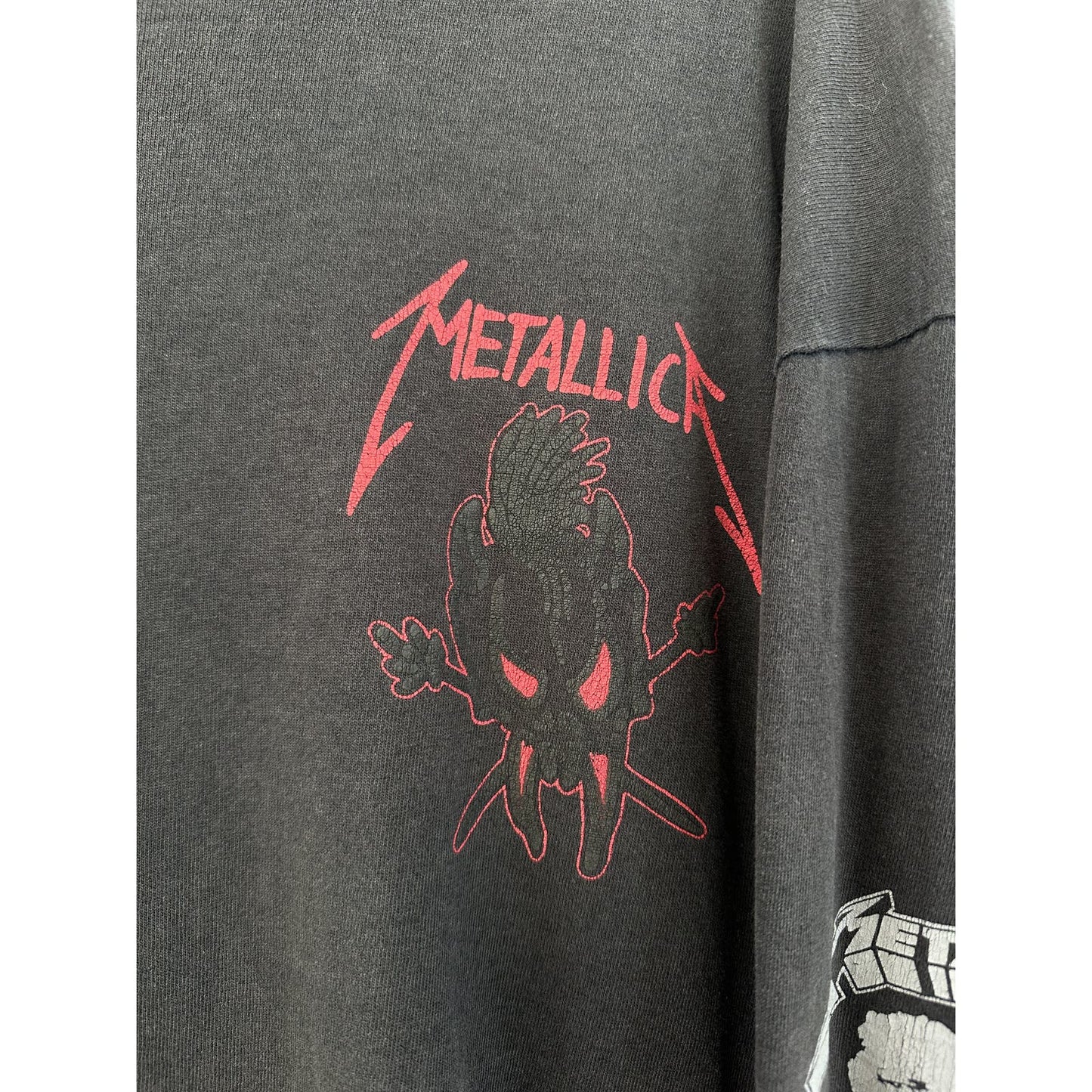 METALLICA SUN FADED BLACK VINTAGE LONG SLEEVE T-SHIRT SCREEN STARS