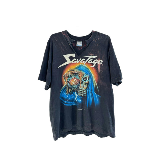 SAVATAGE VINTAGE EURO TOUR SCREEN STARS THRASHED BAND TEE