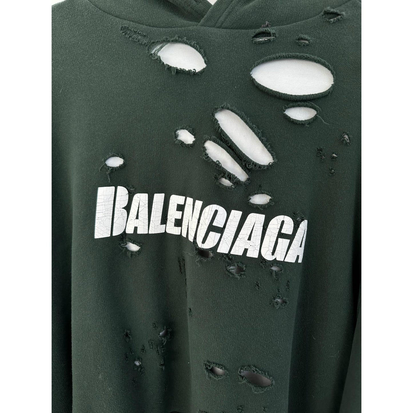 Balenciaga Destroyed Logo Hoodie OVERSIZED XS FITS L-XL