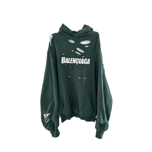 Balenciaga Destroyed Logo Hoodie OVERSIZED XS FITS L-XL