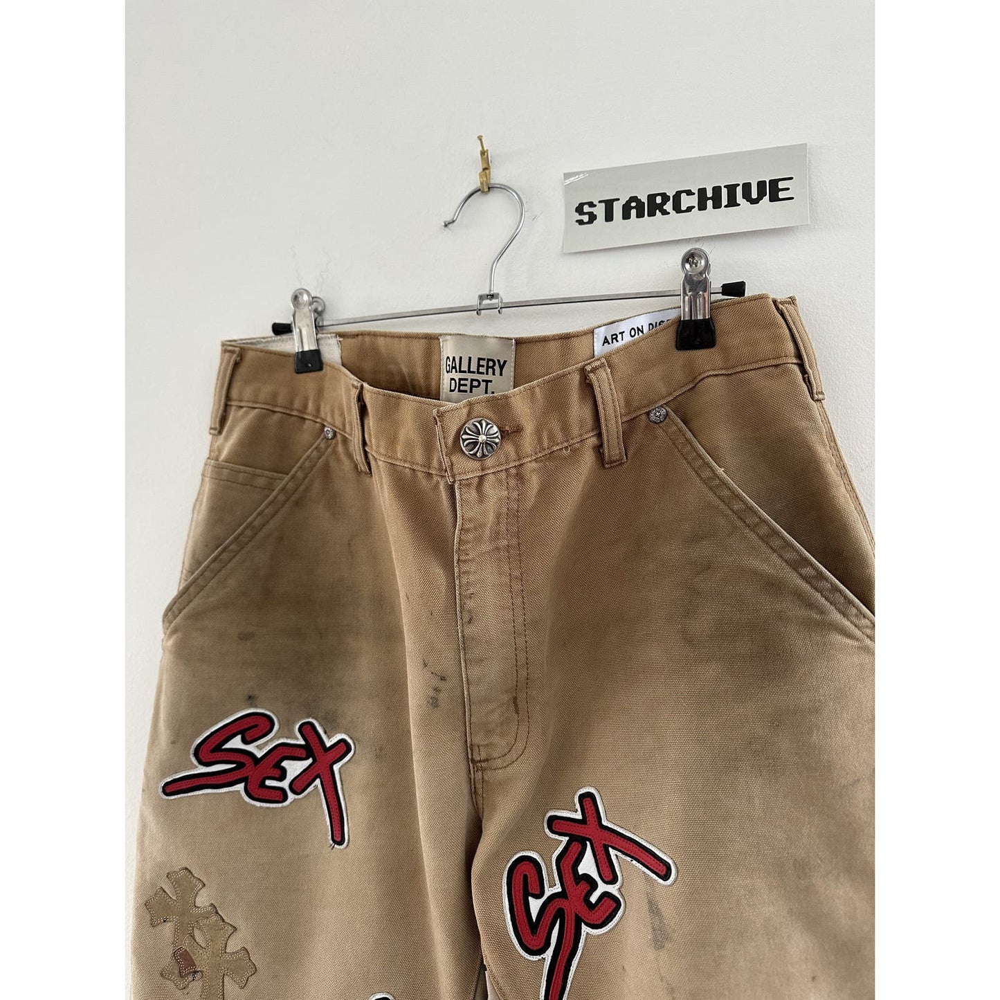 CHROME HEARTS x GALLERY DEPT CAMO PATCH SEX RECORDS PANTS