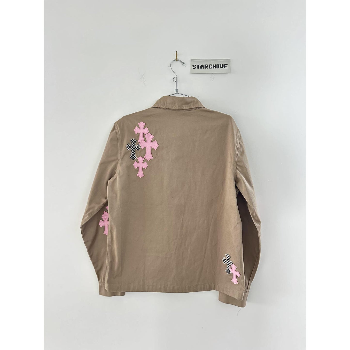 Chrome Hearts Tan/Pink Cross Patch Workdog Jacket