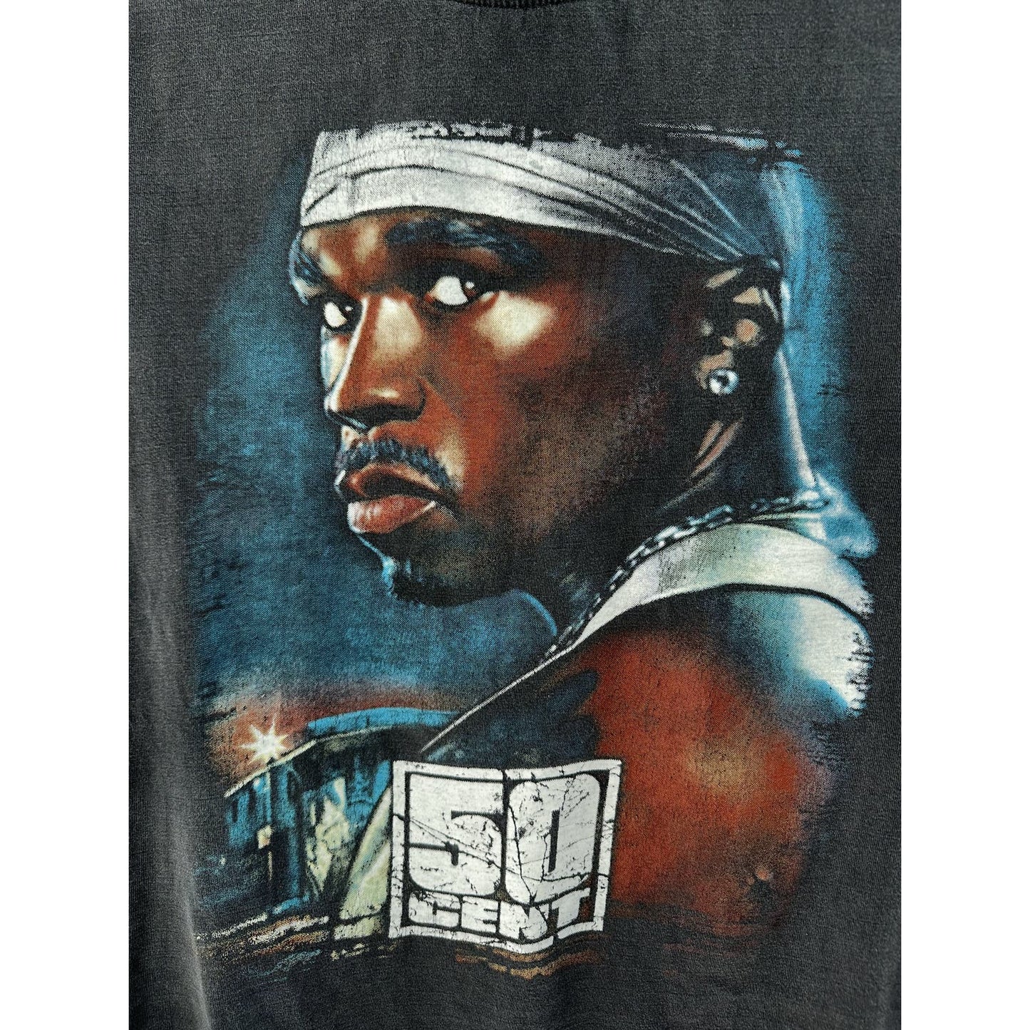 50 CENT VINTAGE SUN FADED GREY/BLUE TEE