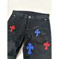 RED/BLUE CROSS PATCH NAVY SKATER CHINOS