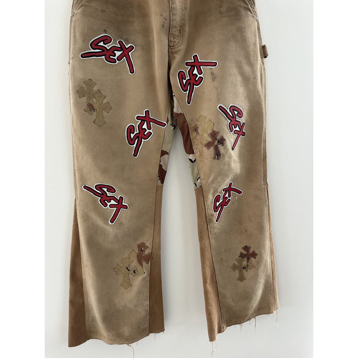 CHROME HEARTS x GALLERY DEPT CAMO PATCH SEX RECORDS PANTS