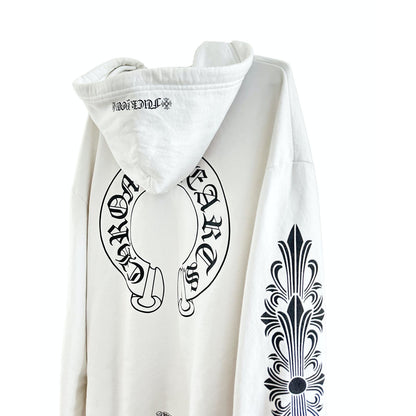 Chrome Hearts Horseshoe Floral Zip Up Hoodie White