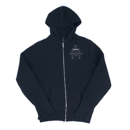 CHROME HEARTS CASHMERE ZIP UP CEMETERY PATCH HOODIE