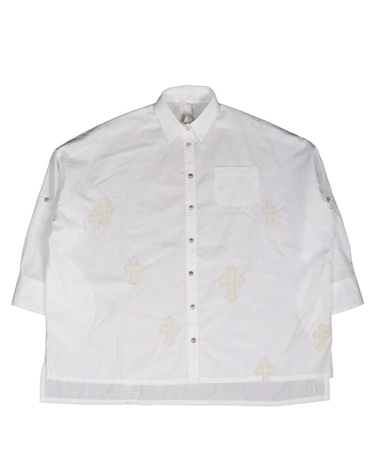 Mahar Kita White Cross Patch Button Up Shirt