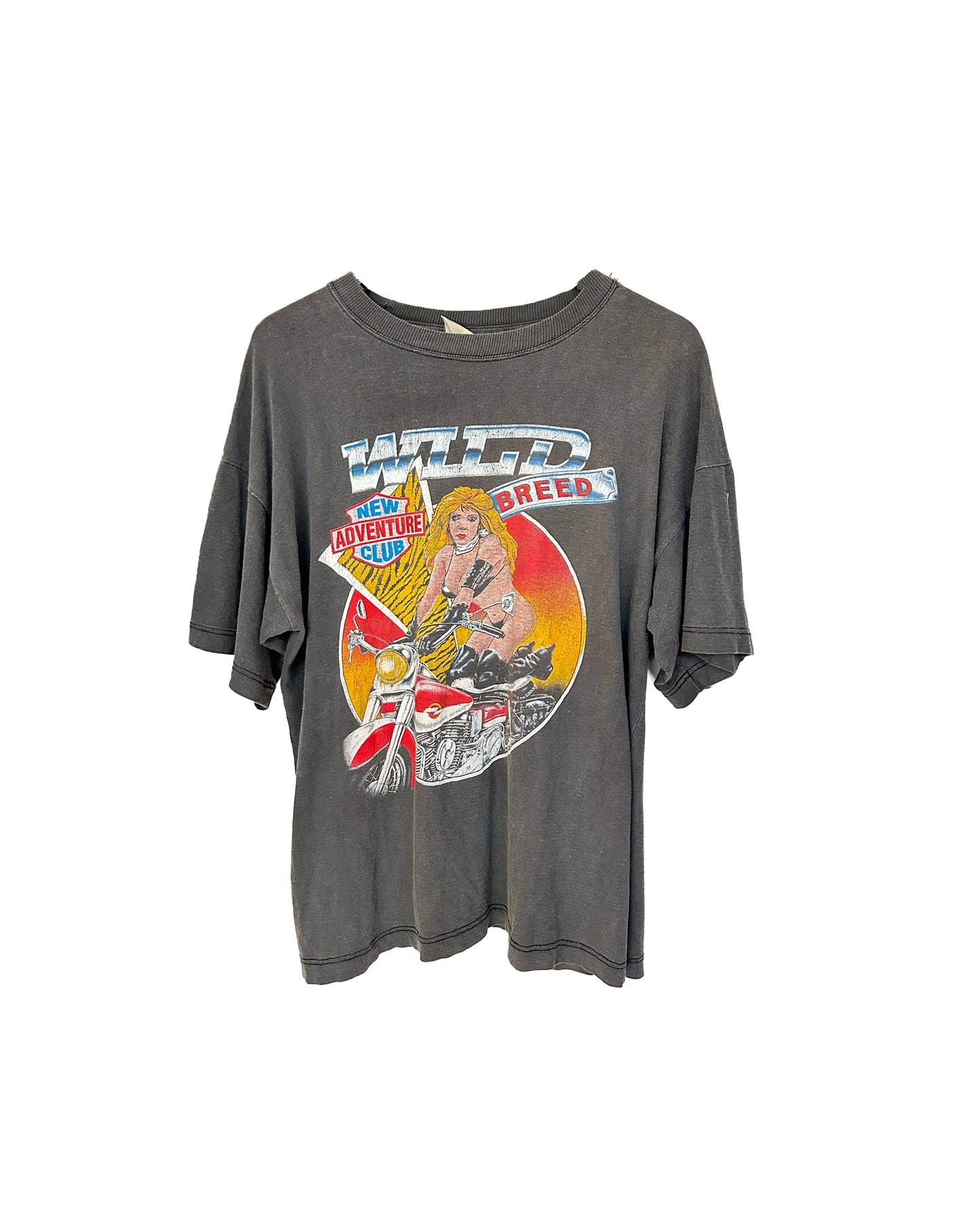 New Adventure Club Wild Breed Harley Parody Vintage Faded Tee