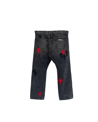 Chrome Hearts Red and Black Patch Pants